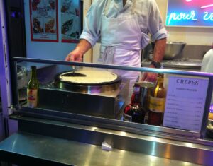 Making crèpes at the carnival in Saint-Hilaire-du-Harcouët