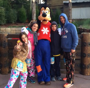 Our family during the Frozen 5k. Did I mention it was cold? Cold enough that most of the family wore our pajama bottoms to the race.