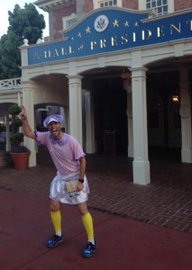 Me in front of the Hall of Presidents in the Magic Kingdom, giving it up for Grover Cleveland.