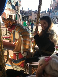 Amelia on the Disneyland Paris Carousel