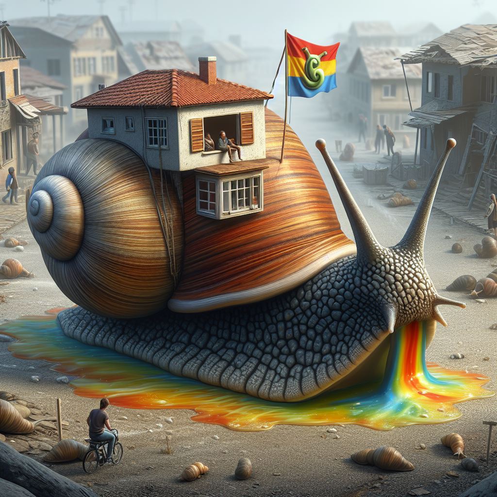 Rainbow snail village.