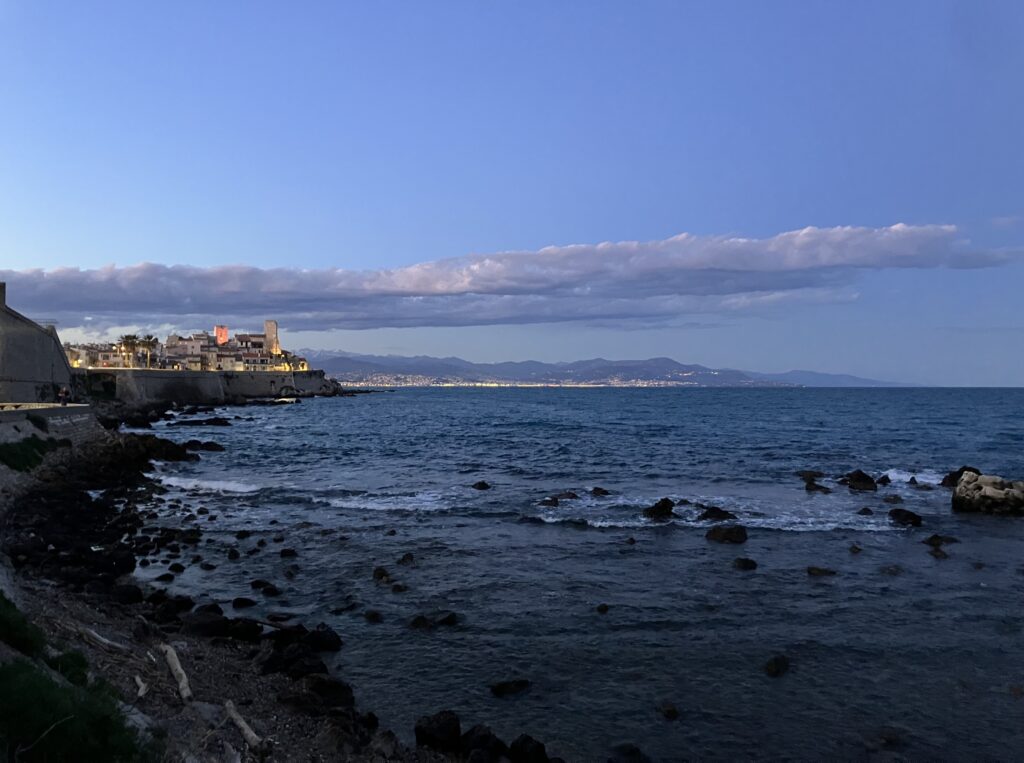 Antibes south of the old town in the evening.