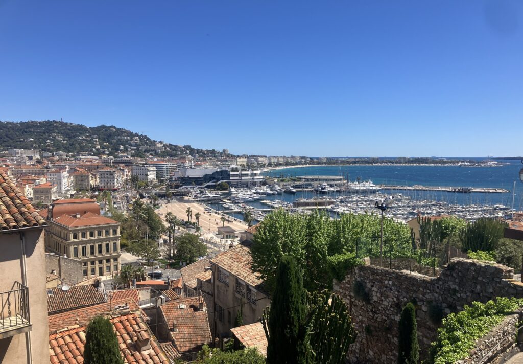A view of the port at Cannes from the 12th century tower at Le Suquet in Cannes' old town.