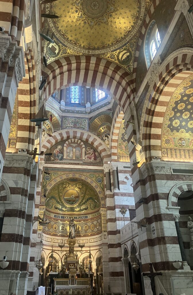 Inside the Notre Dame de la Garde basilica in Marseille.