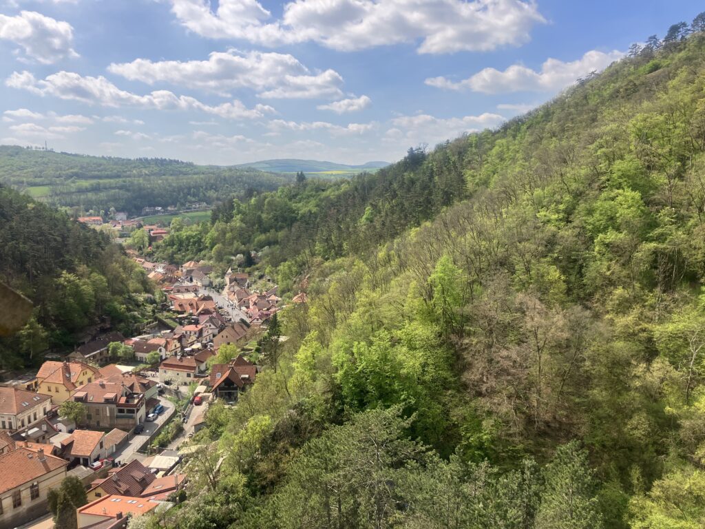 The view from one of the walls of Karlštejn Castle.